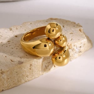 1 pair simple series  style geometric stainless steel  gold plated women adjustable rings h5 